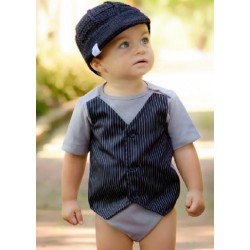 Gray with Black Pinstripe Vest One Piece RuggedButts